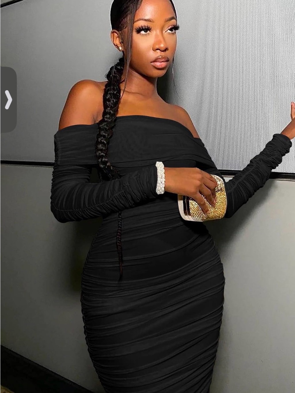GOKATOSAU Women Elegant Long Sleeve Off Shoulder Party Mini Dress